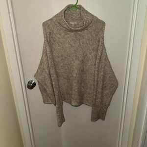 Max Studio Heathered Taupe Cowl Neck Sweater